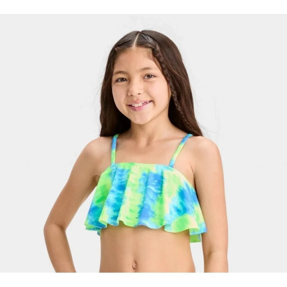 Cat‎ & Jack Youth Girls Medium Sweet Popsicle Tie Dye Bikini Top Blue/Green 1653